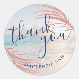 Pink Beach Personalisiert Danke Gastgeschenk Runder Aufkleber
