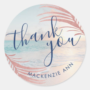 Pink Beach Personalisiert Danke Gastgeschenk Runder Aufkleber