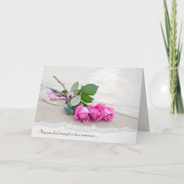 Pink Beach Rose Sympathiekarte Karte (Vorderseite)
