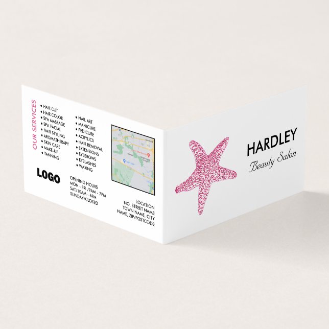 Pink Beach Starfish, Beautician, Loyalty Card, Visitenkarten (Vorderseite)