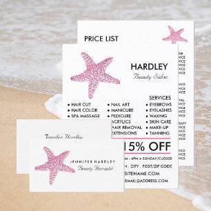 Pink Beach Starfish, Beautician, Schönheitssalon F Flyer