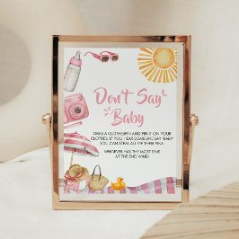 Pink Beach Summer Baby Dusche Say Baby nicht Poster