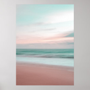 Pink Beach Sunset Ocean Beach Fotoster Poster