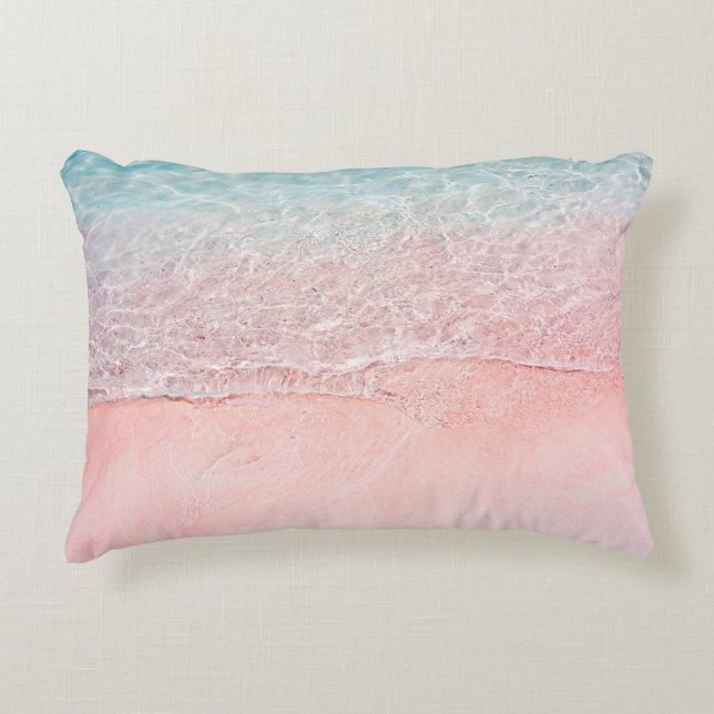 Pink Beach und Splash Wave Dekokissen (Vorderseite)