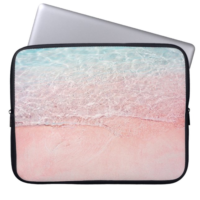Pink Beach und Splash Wave Laptopschutzhülle (Vorderseite)