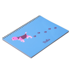 Pink Beagle Dog Art Puppy Pawprints Individuelle N Notizblock