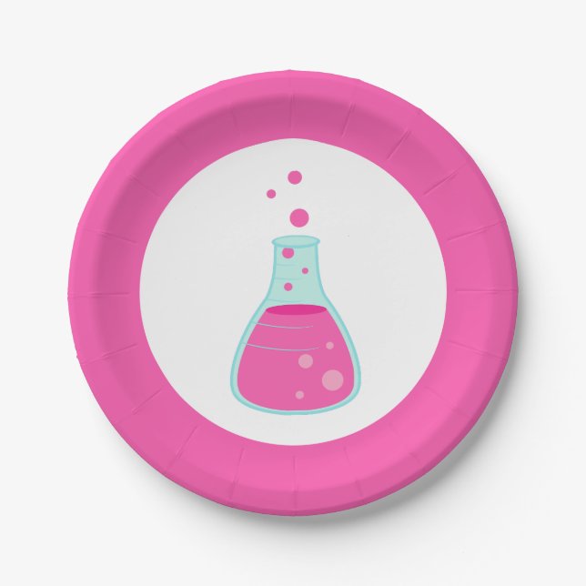 Pink Beaker Science Party Pappteller (Vorderseite)