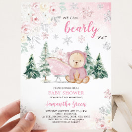 Pink Bear Baby Dusche Einladung