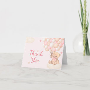 Pink Bear Balloons Girl Baby Dusche Dankeskarte