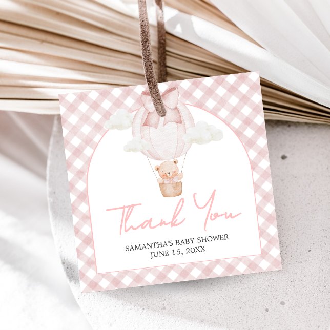 Pink Bear Bearly Wait Baby Shower  Geschenkanhänger (Bearly Wait Baby Shower Favor Tags)