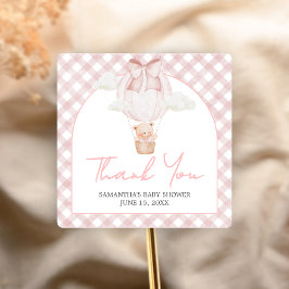 Pink Bear Bearly Wait Baby Shower Quadratischer Aufkleber