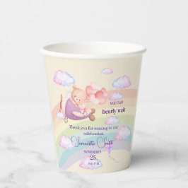 Pink Bear Pastel Airplane Balloon  Pappbecher