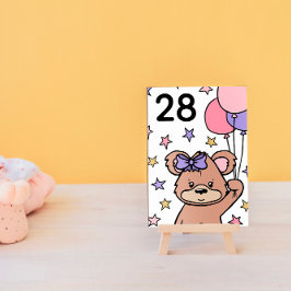 Pink Bear Themed Girl Babydusche Tischnummer