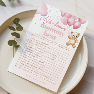 Pink Bear Wer das beste Baby Duschspiel kennt