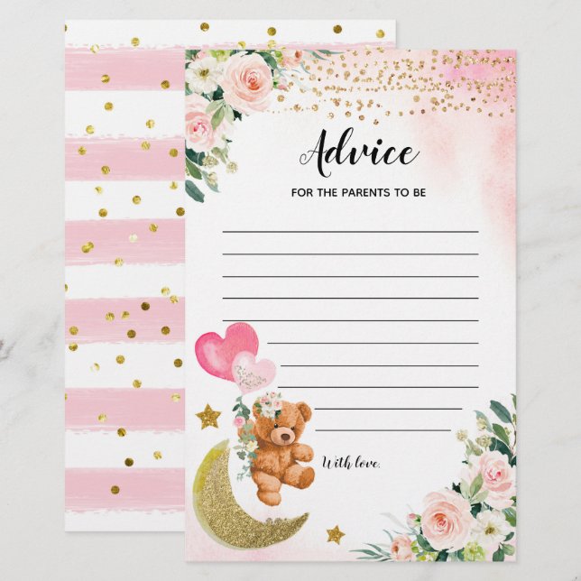 Pink Bearly Baby Duschbeilage für Eltern Spiele (Vorne/Hinten)