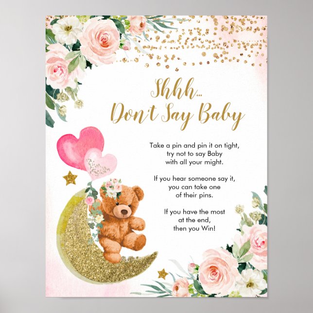 Pink Bearly Say Baby Sign nicht Poster (Vorne)