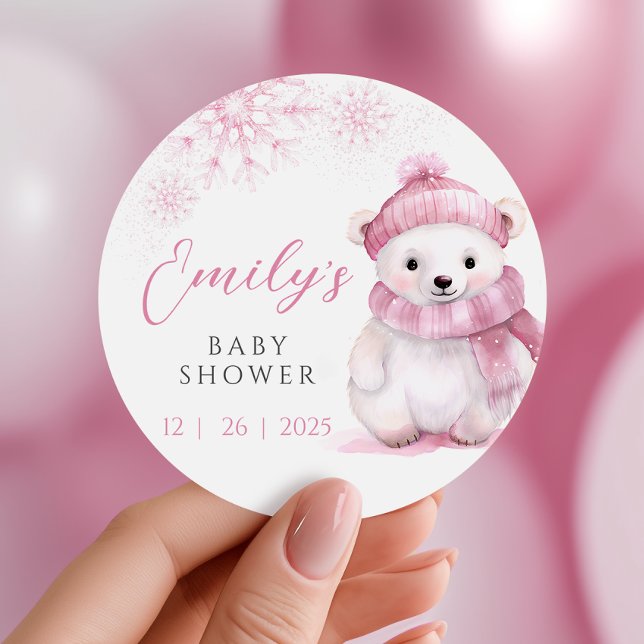 Pink Bearly Wait Baby Shower Stickers (Von Creator hochgeladen)