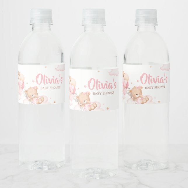Pink Bearly Wait Clouds Baby Dusche (Flaschen)