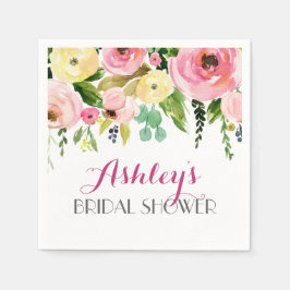 Pink Beautiful Floral Napkins gelb Serviette