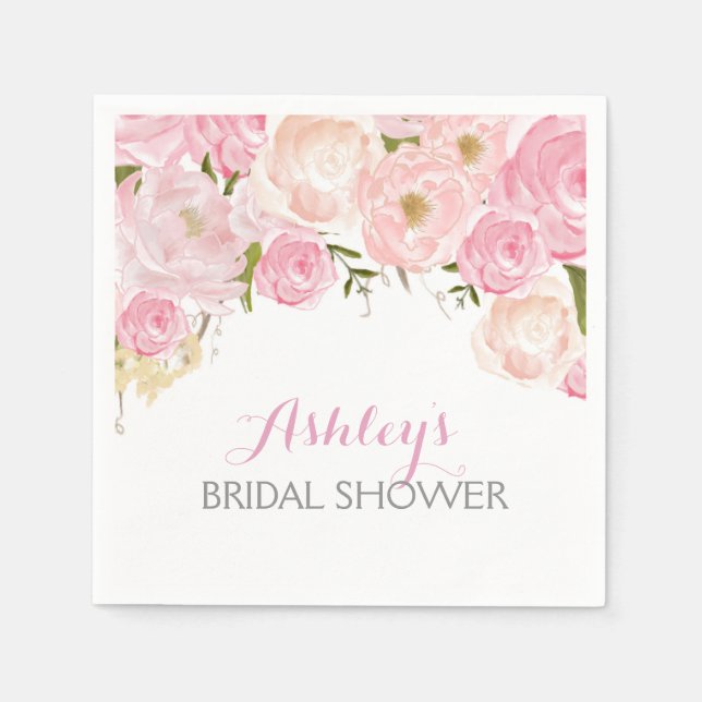 Pink Beautiful Floral Napkins Serviette (Vorderseite)