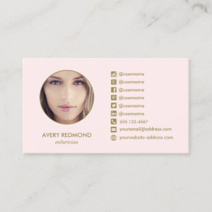 Pink Beauty Salon Add Foto Social Media Icons Visitenkarte