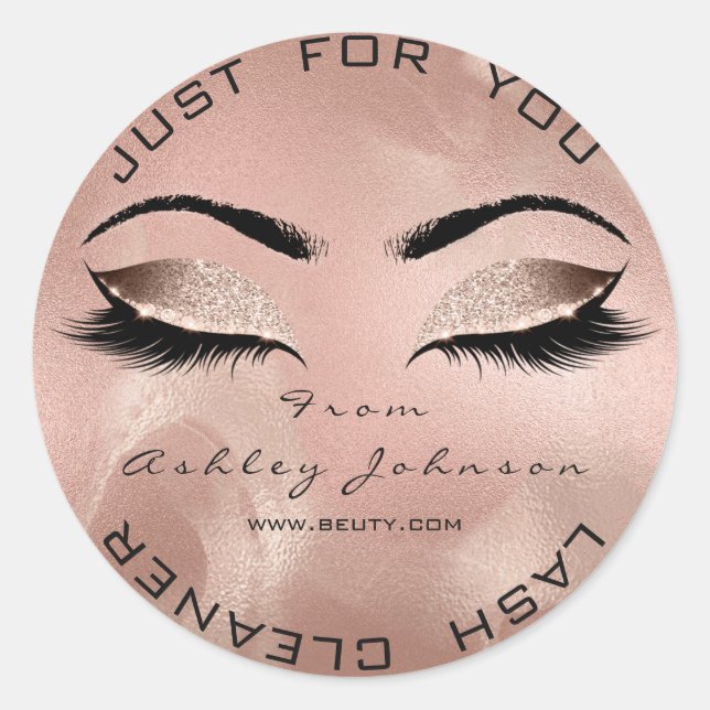 Pink Beauty Salon Glitzer Seidengoldverputzer Runder Aufkleber (Vorderseite)