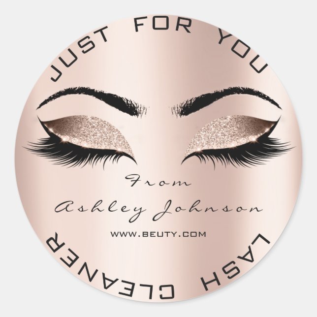 Pink Beauty Salon Glitzer Skinny Gold Lash Cleaner Runder Aufkleber (Vorderseite)