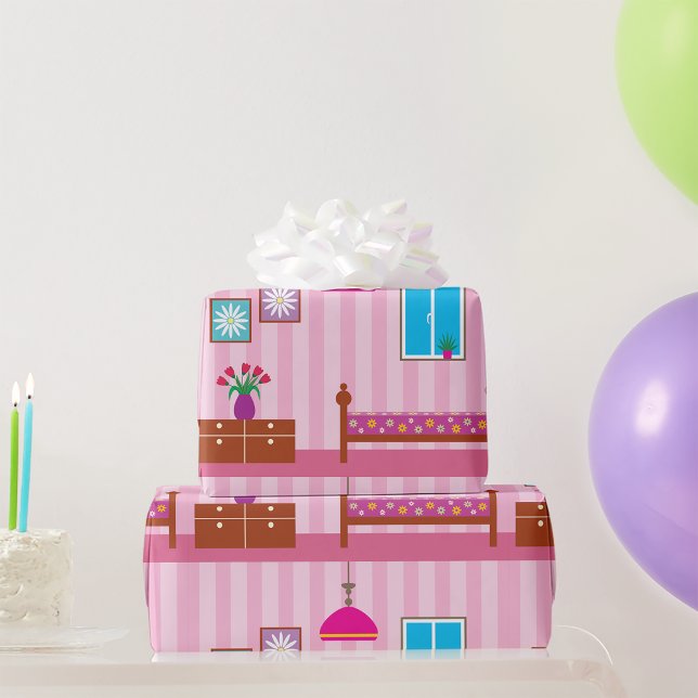Pink Bedroom Wrapper Paper Geschenkpapier (Von Creator hochgeladen)