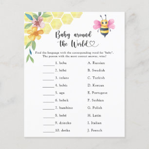 Pink Bee Baby Shower - Baby auf der Welt-Spiel