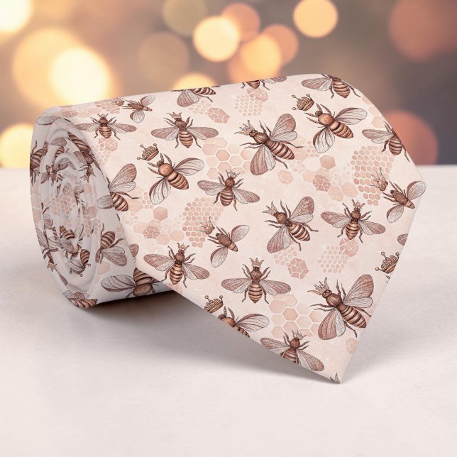 Pink Bee Pattern Custom Necktie Krawatte (Von Creator hochgeladen)