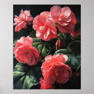 Pink Begonia Flowers Art Imprimer Poster