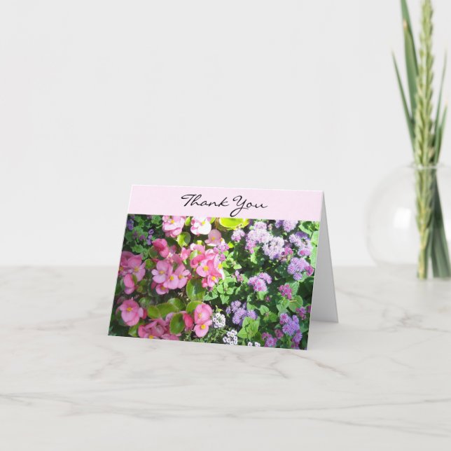 Pink Begonias Vielen Dank Dankeskarte (Vorderseite)