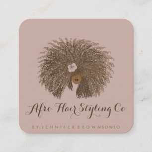Pink Beige Afro-Frisur-Stylist Quadratische Visitenkarte