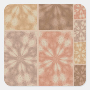Pink Beige Braun Muster Quadratischer Aufkleber