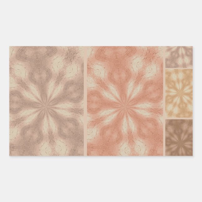 Pink Beige Braun Muster Rechteckiger Aufkleber (Vorderseite)