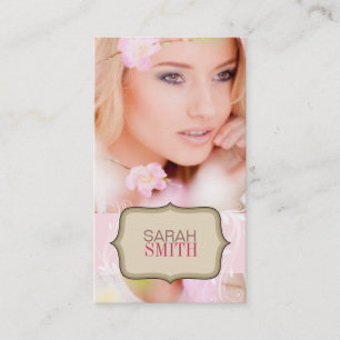 Pink & Beige Foto Business Card Visitenkarte