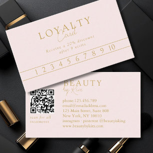 Pink & Beige-Gold Minimal Eleganter Salon QR-Code Visitenkarte