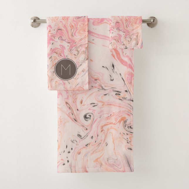 Pink Beige Grau Marmor Badetuch Set (Insitu)