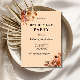 Pink Beige Party Floral Elegant Modern Retirement Einladung