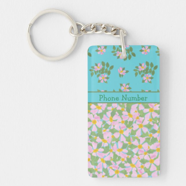 Pink-beige Schlüsselanhänger Florals zum Personali (Vorderseite)
