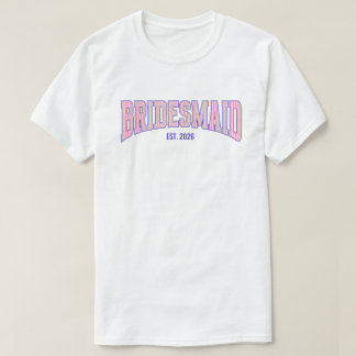 Pink + Beige Stripe Navy BRIDESMAID Bachelorette T-Shirt