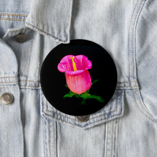Pink Bellflower Black ALL SIZES Button