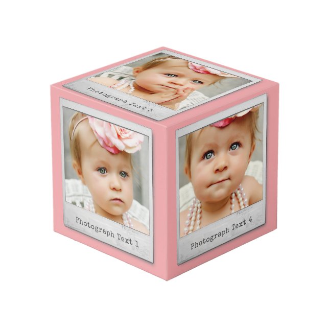 Pink, benutzerdefiniert, Sofort-Foto-Rahmen 5-Seit Würfel (Vorderseite Schrägansicht)