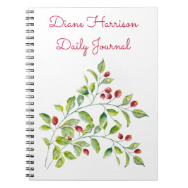 Pink Berries and Green Foliage Wedding Journal Notizblock