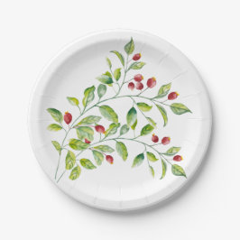 Pink Berries und Green Folipapier Teller