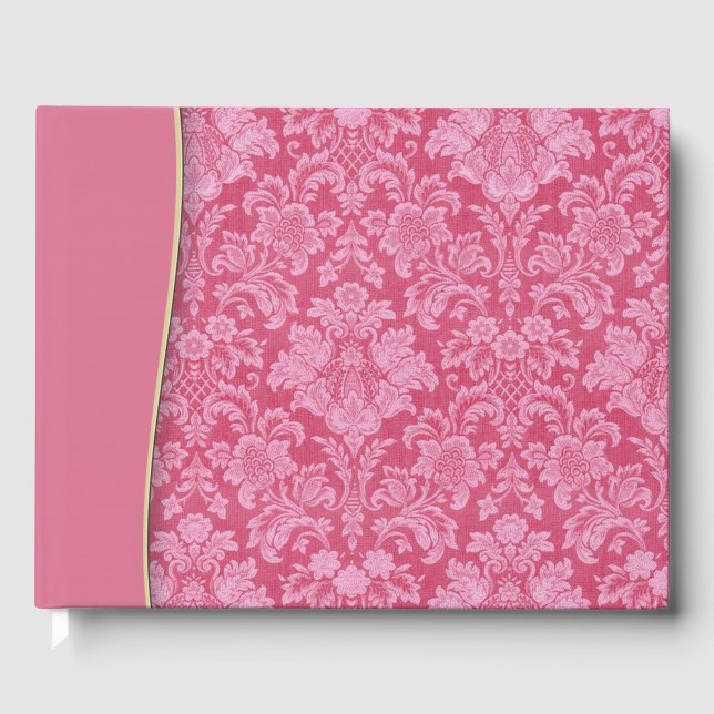 Pink Berry Damask Wedding oder Dusche Gästebuch (Vorderseite)