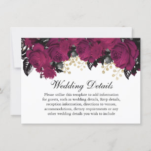 Pink Berry Gold Marsala Blumen Hochzeitsdetails Einladung