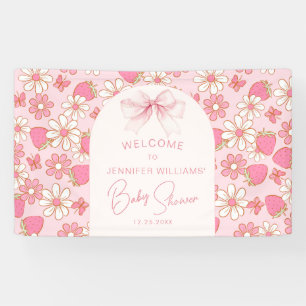 Pink Berry Sweet Bow Baby Dusche Begrüßungsbanner Banner