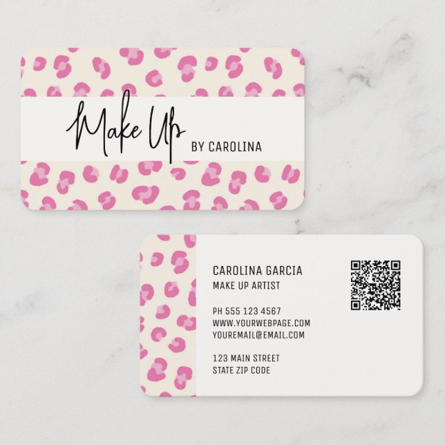 Pink Beruflich Make up Artist Business Card Visitenkarte (Vorne/Hinten)