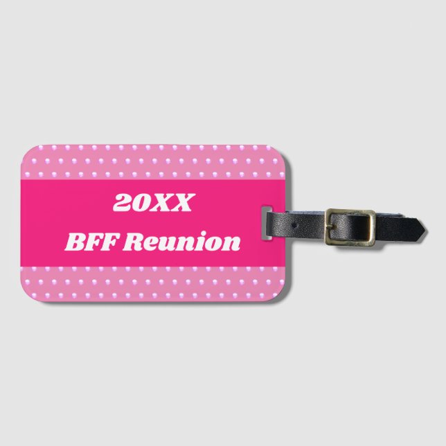 Pink Best Friend Wiedersehen Bright Polka Dots Gir Gepäckanhänger (Vorderseite (Horizontal))